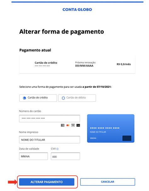 Como alterar a forma de pagamento da minha .